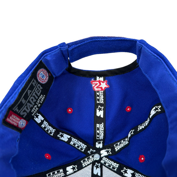 Vintage Starter Kansas Jayhawks Strapback Hat Mens Blue Embroidered Hook & Loop - Picture 8 of 9